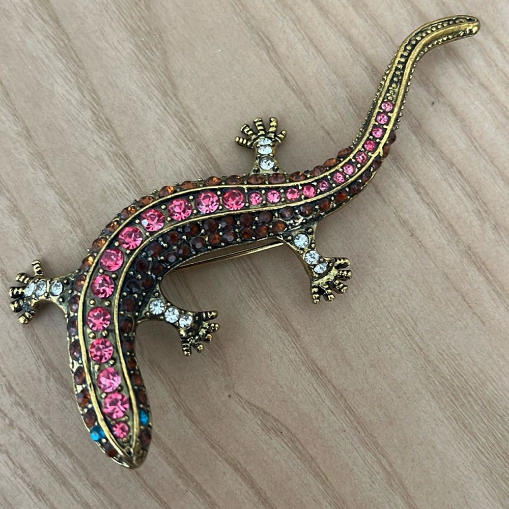 Beautiful Multi-colored Salamander -Lizard Pin Brooch